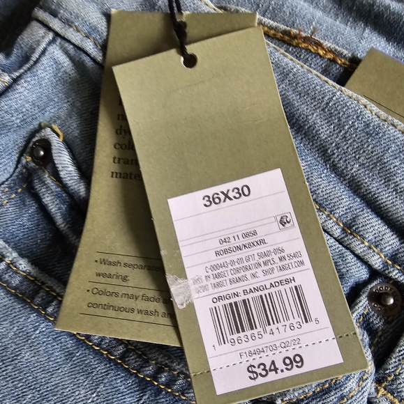 Goodfellow & Co Men's Slim Fit Hemp Robson Distressed Blue Denim Jeans - Picture 7 of 12